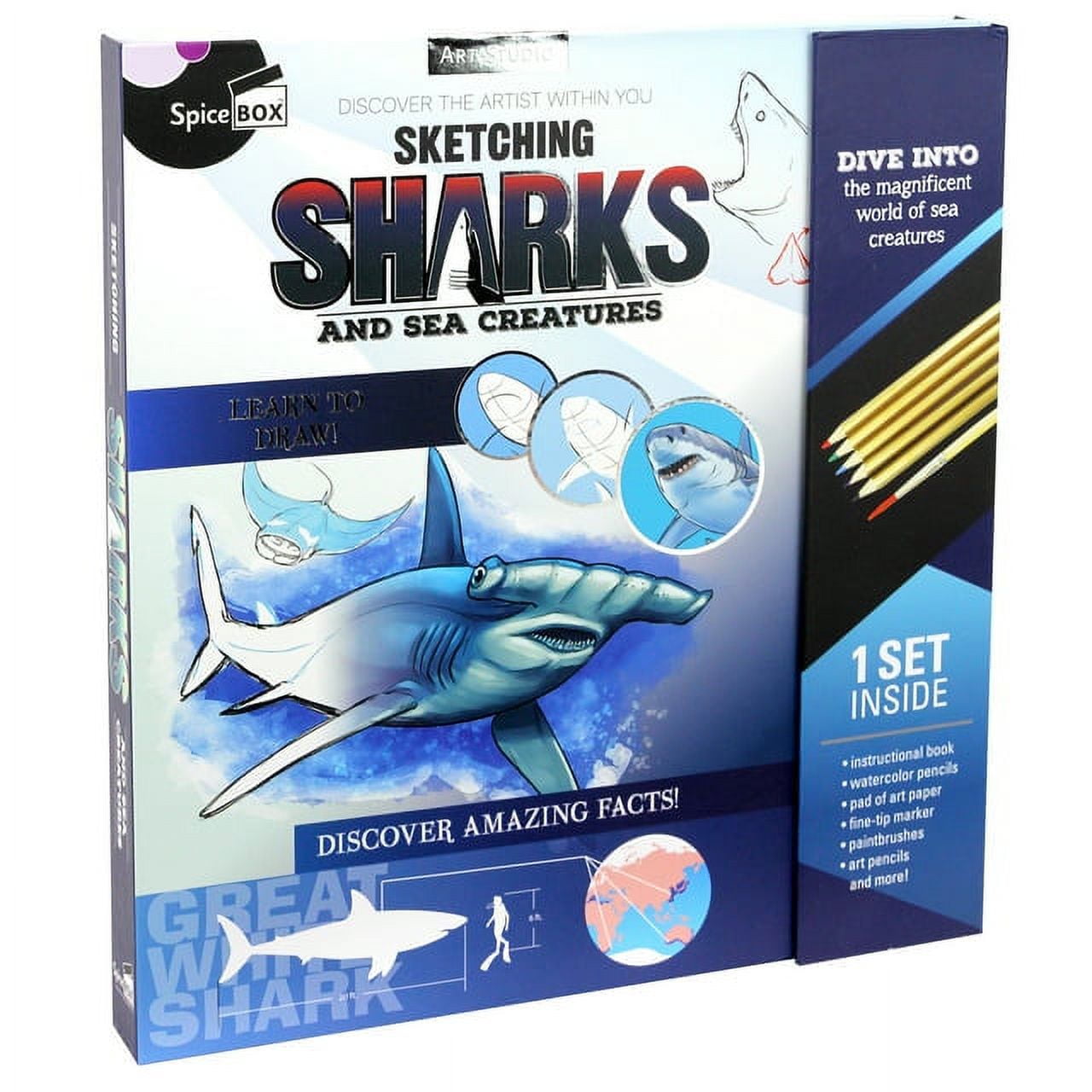 SpiceBox Adult Art Craft & Hobby Kits Art Studio Sharks&Sea Creatures