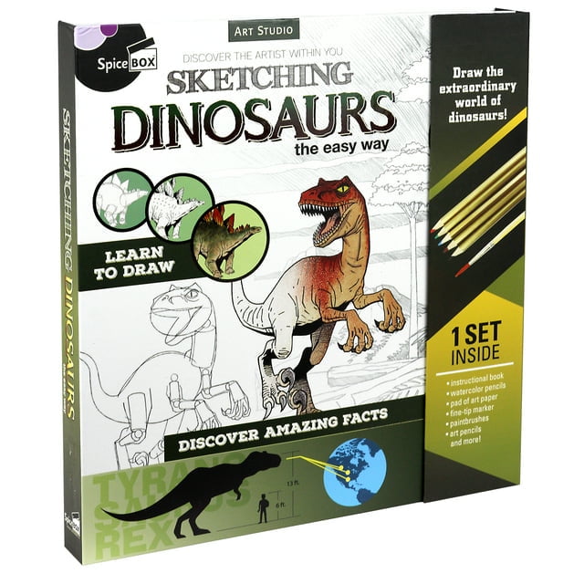 SpiceBox Adult Art Craft & Hobby Kits Art Studio Sketching Dinosaurs