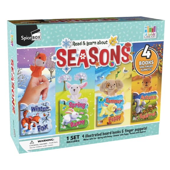 SpiceBox First Library Four Seasons: 4 Die-Cut Board Books with Finger Puppets