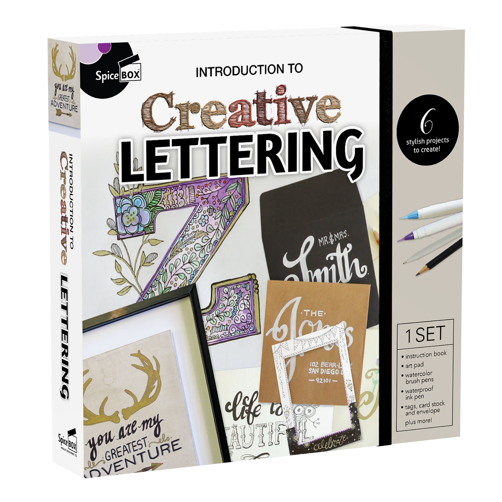 SpiceBox Introduction to Creative Lettering Kit - Unleash Your Inner Artist  and Turn Words into Beautiful Art 