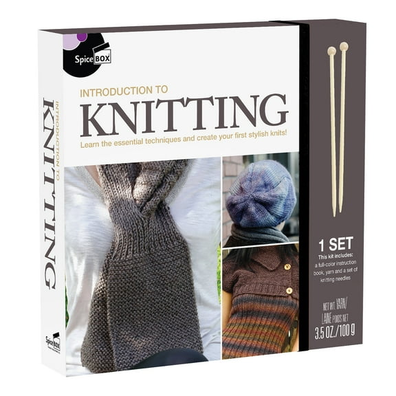 SpiceBox Introduction to Knitting Kit - Discover the Joy of Creating Cozy, Handmade Items