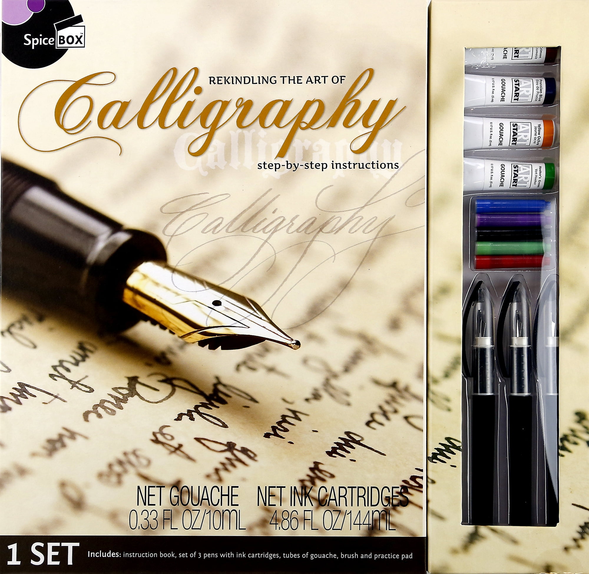 SpiceBox Masterclass Calligraphy Writing Set Instruction Guide Pens and