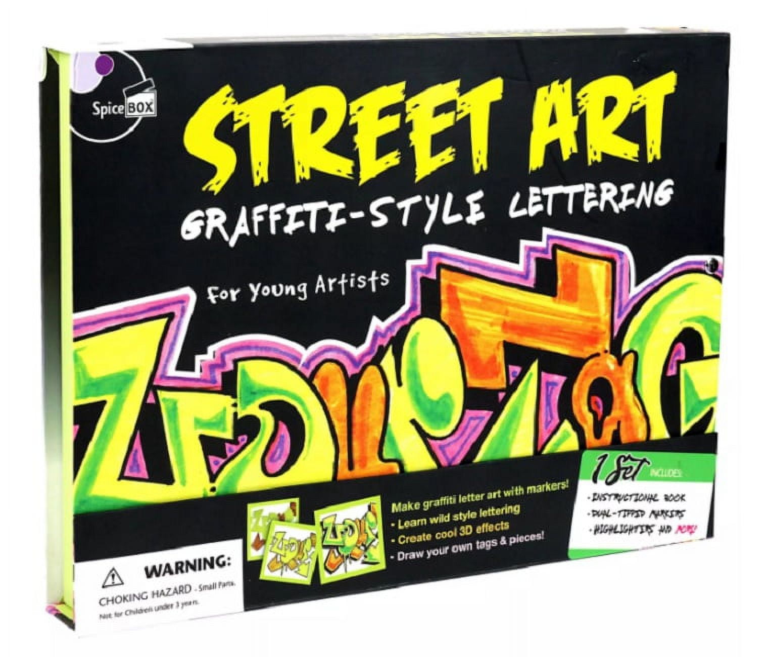 KLAMOTTEN STORE Street Art Starter Kit – Graffiti-Set Mit 4 Sprühdosen, Buch, Stiften, Caps, Maske & Handschuhen