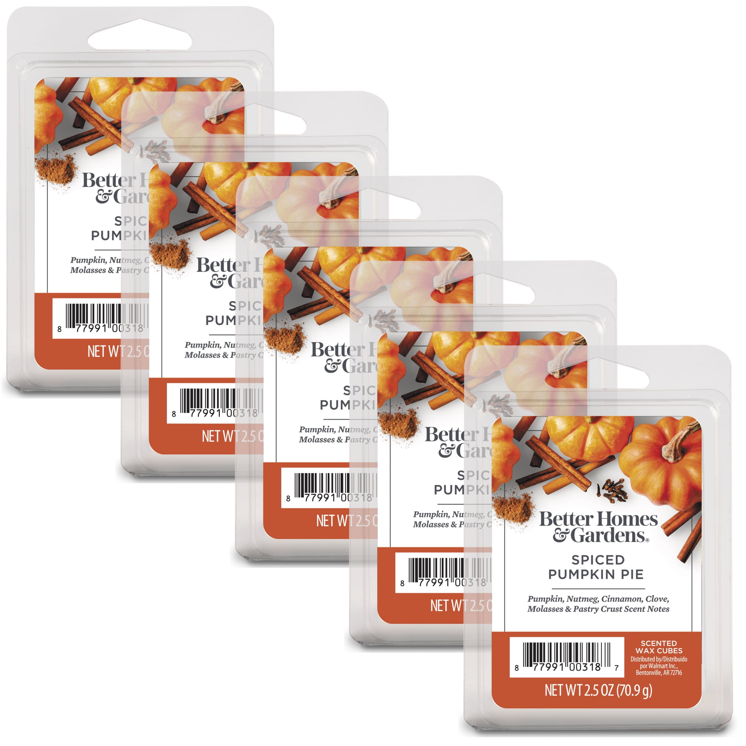 Spiced Pumpkin Pie Scented Wax Melts, Better Homes & Gardens, 2.5 oz (5-Pack)