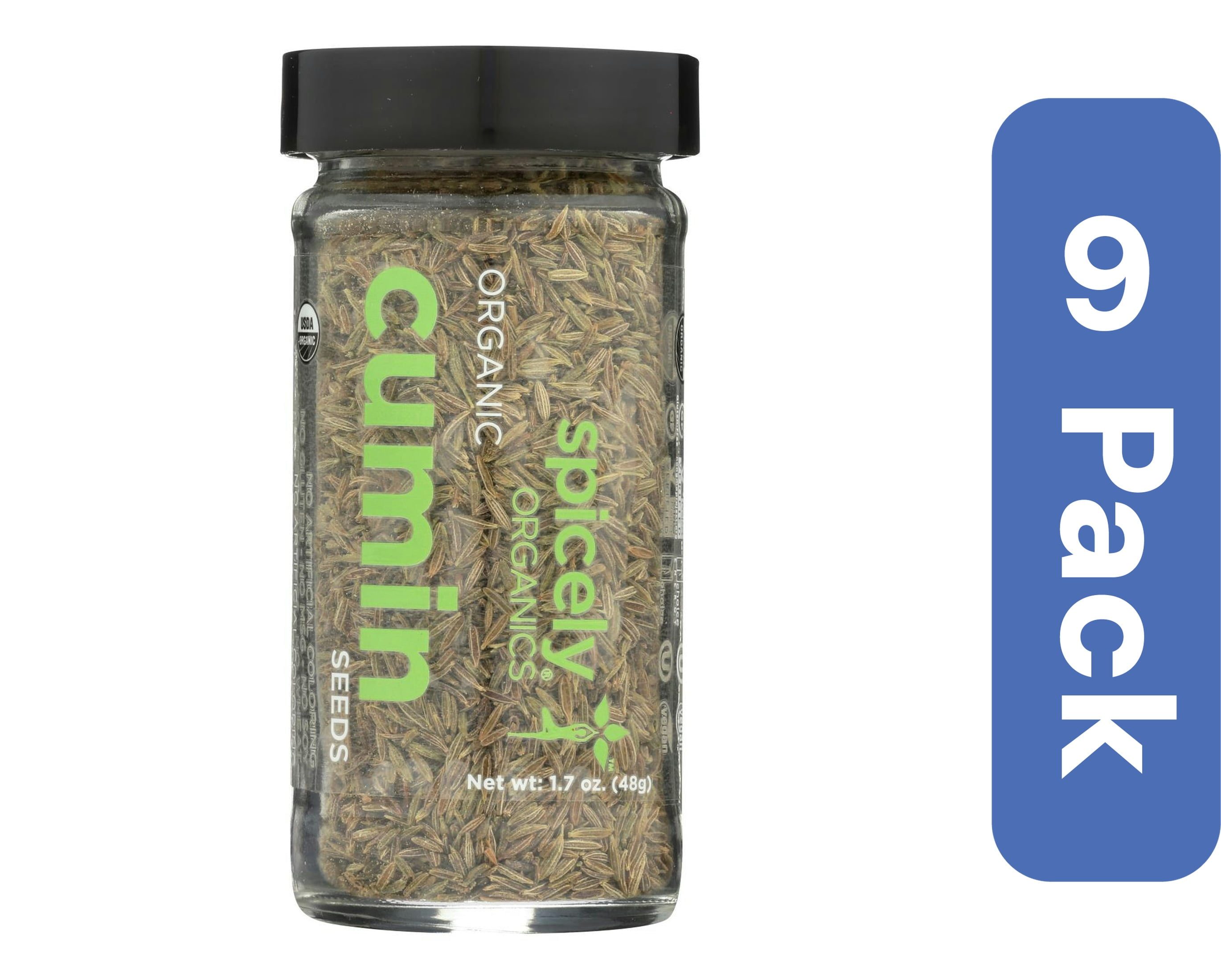 Spicely Organics Cumin Seed Whole Spice Jar 1.7 oz (Pack Of 9)