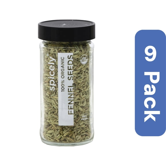 Spicely Organics Fennel Seeds Spice Jar 1.1 oz (Pack of 9)