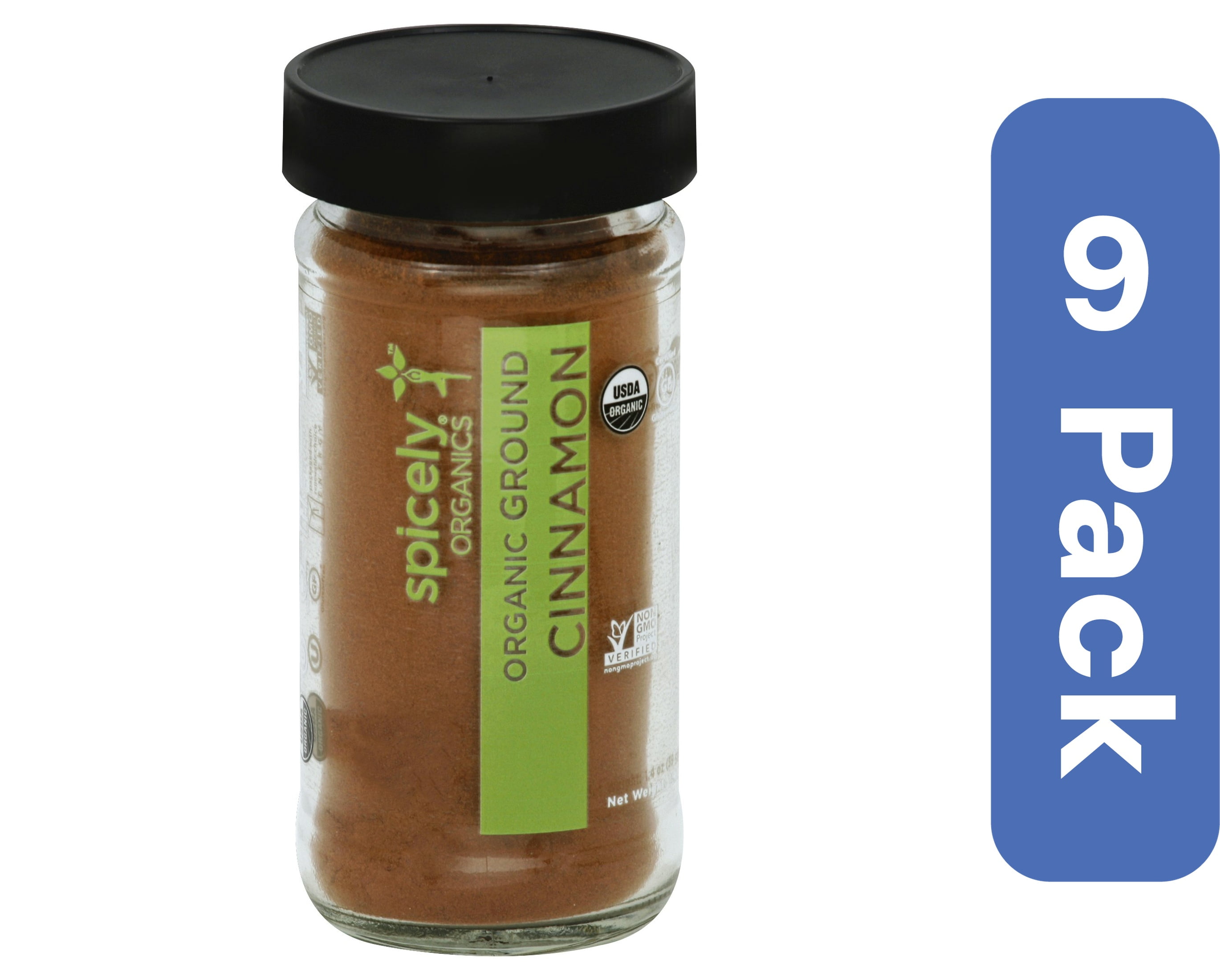 Spicely Organics Ground Cinnamon Spice Jar 1.4 oz (Pack of 9)