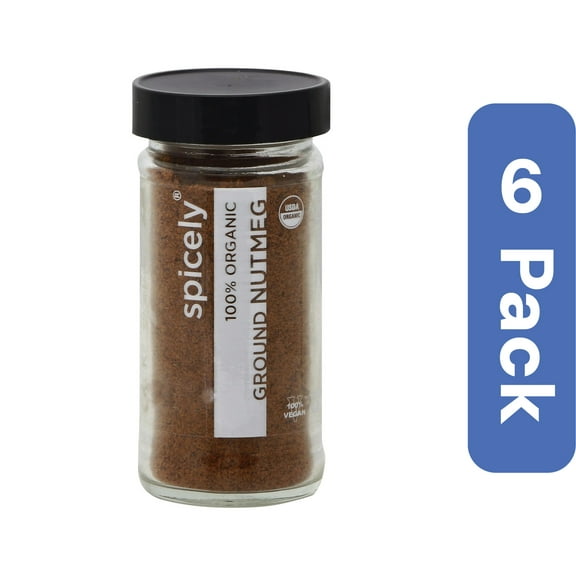 Spicely Organics Ground Nutmeg Spice Jar 1.9 oz (Pack of 6)