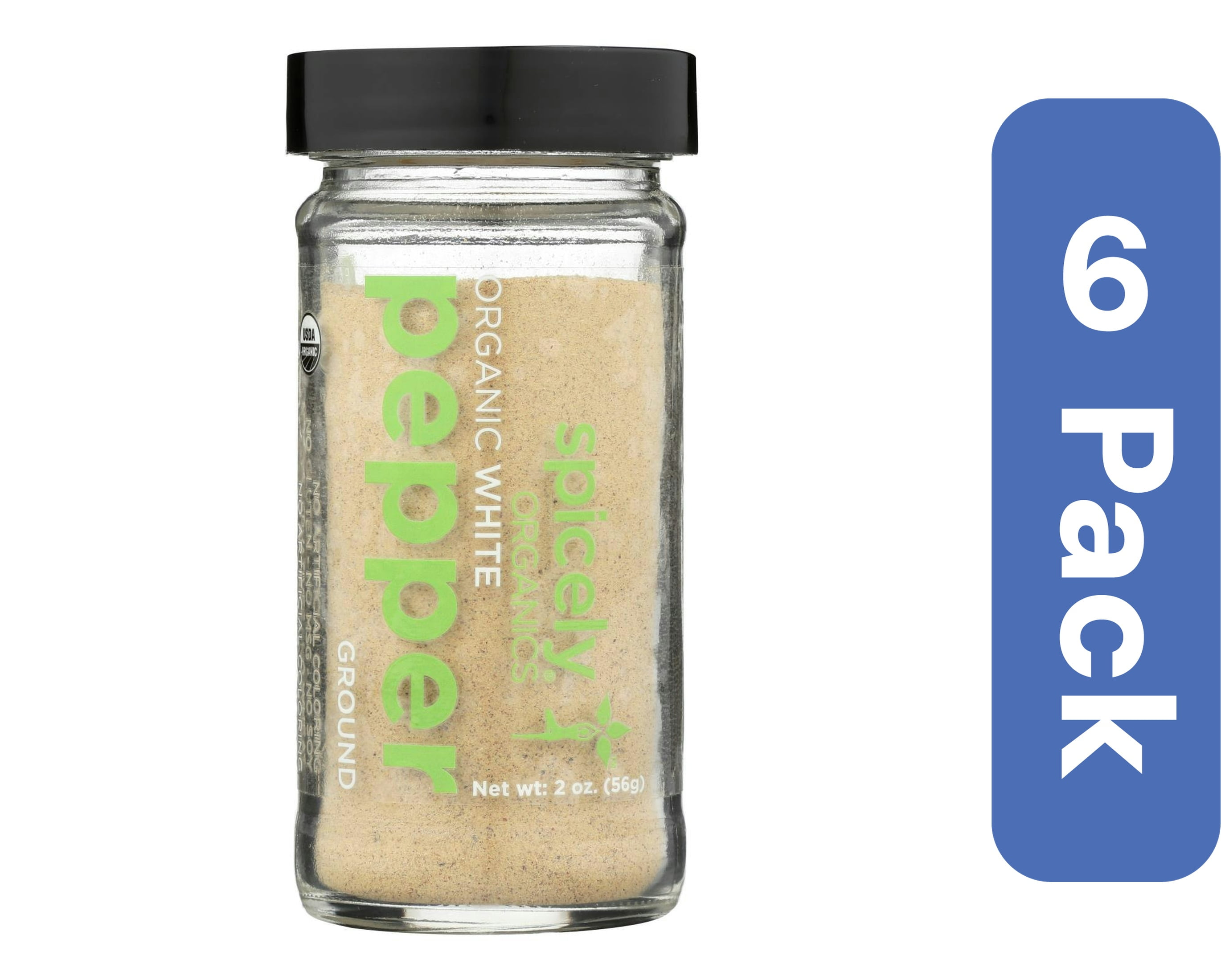 Spicely Organics Ground White Pepper Spice Jar 2 oz (Pack of 6)