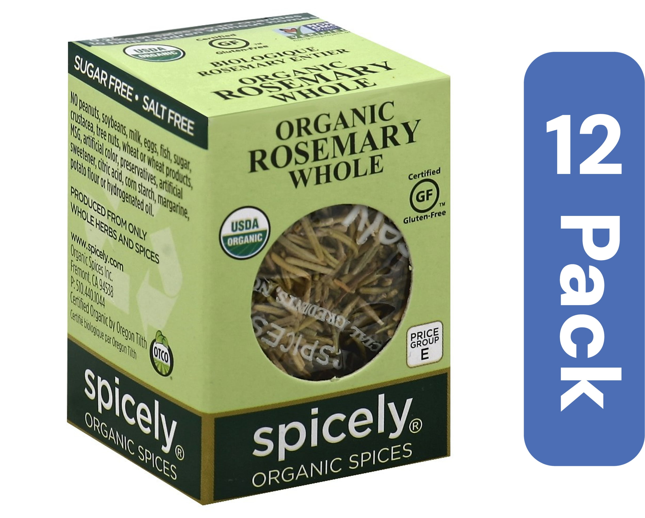 Spicely Organics Rosemary Spice Box 0.2 oz (Pack Of 12)