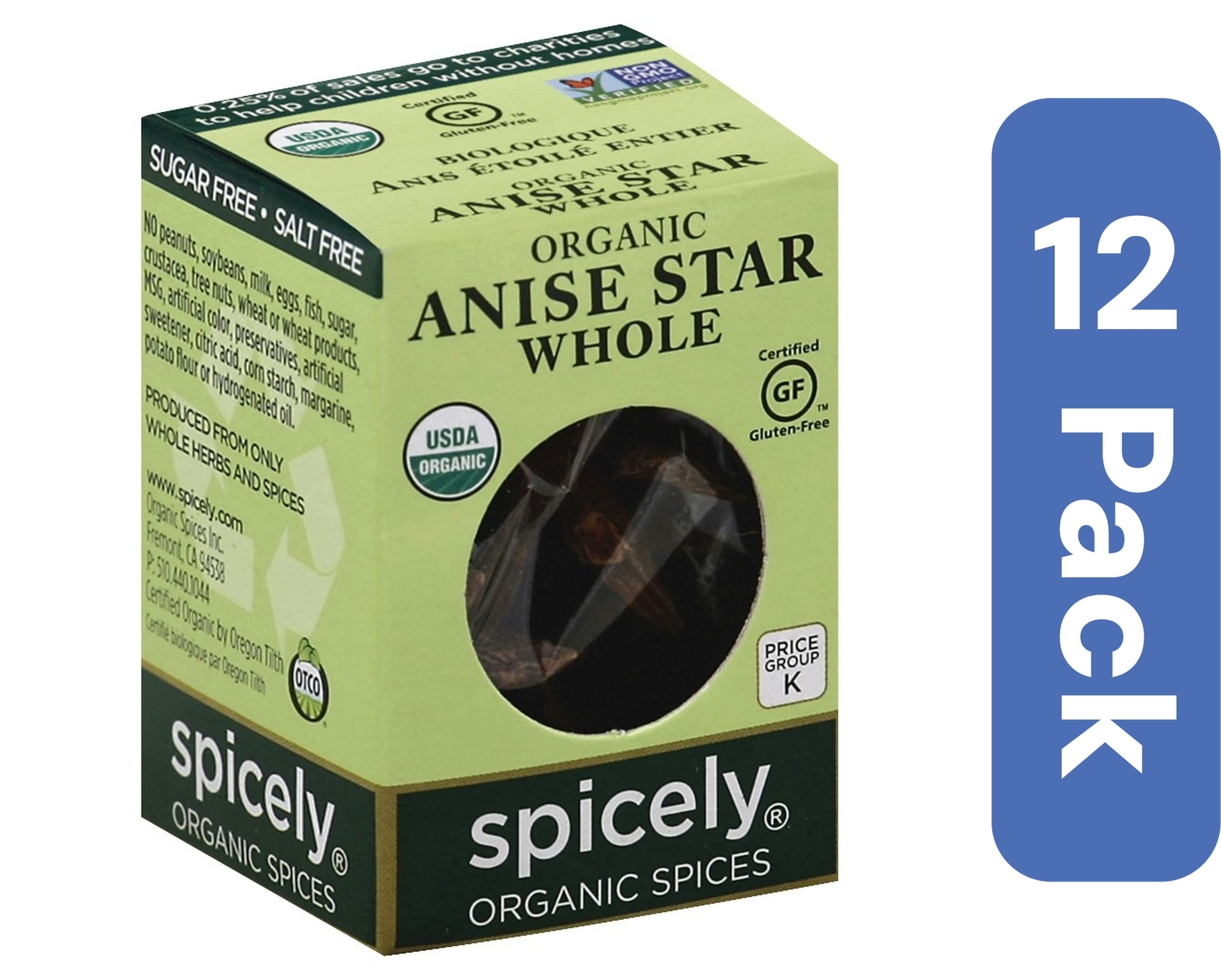 Spicely Organics Spice Anise Star Box 0.1 oz (Pack Of 12)