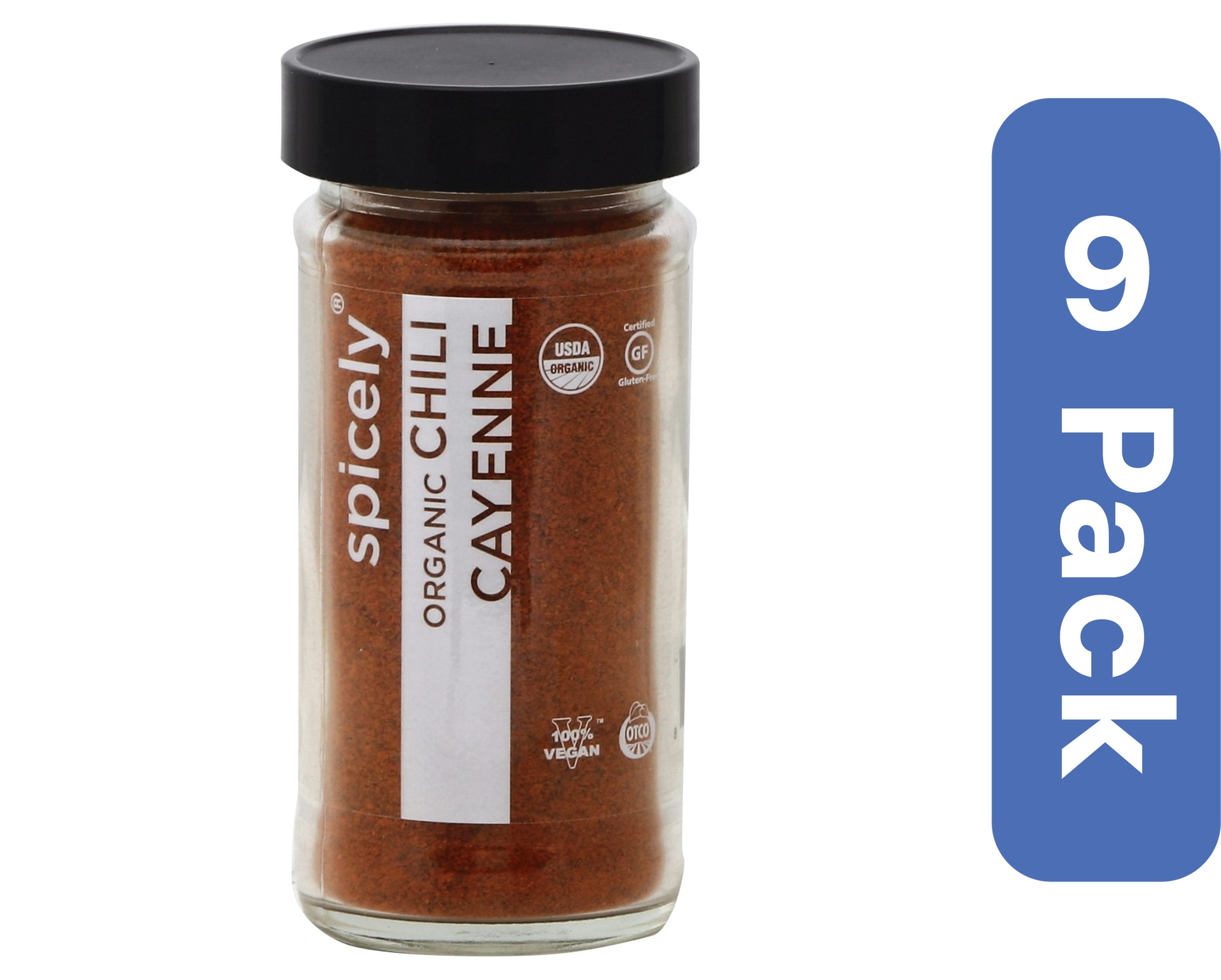 Spicely Organics Spice Pepper Cayenne Jar 1.6 oz (Pack of 9)