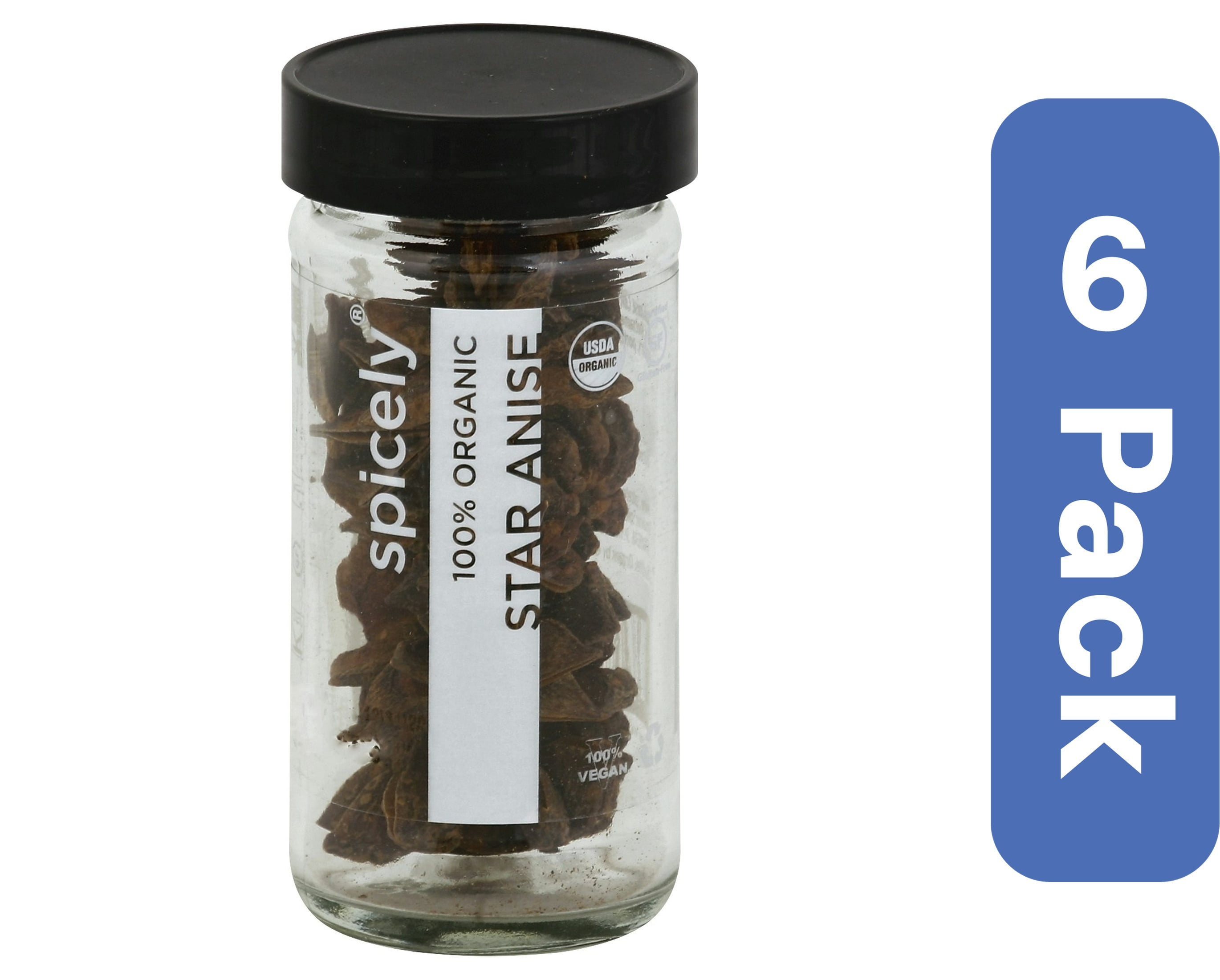 Spicely Organics Star Anise Spice Jar 0.5 oz (Pack of 6)