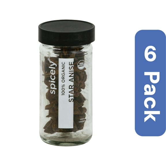 Spicely Organics Star Anise Spice Jar 0.5 oz (Pack of 6)