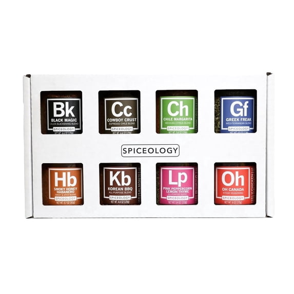 Spiceology Gourmet Spice Blends BBQ Rubs Gift Set, 8-Pack of Large Seasoning Jars