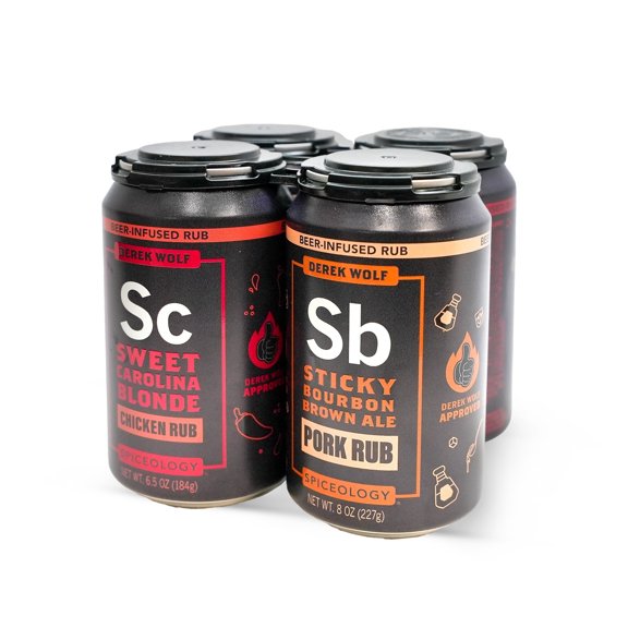 Spiceology - Derek Wolf Beer-Infused Seasonings BBQ Rubs - Set of 4 - 30 oz Total