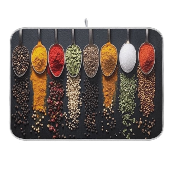 Spices Artistic Dish Drying Mat 16x18 Absorbent Microfiber Draining Rack Pad for Kitchen Counter Sink