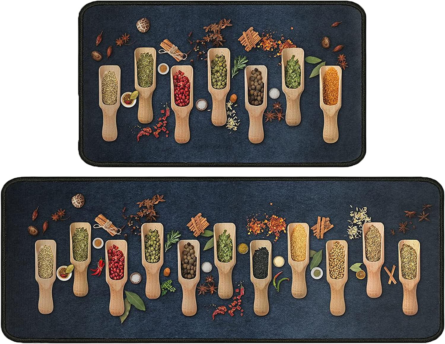 Spices Kitchen Rug Set 2 Pieces, Colorful Herbs Cooking Kitchen Mats ...
