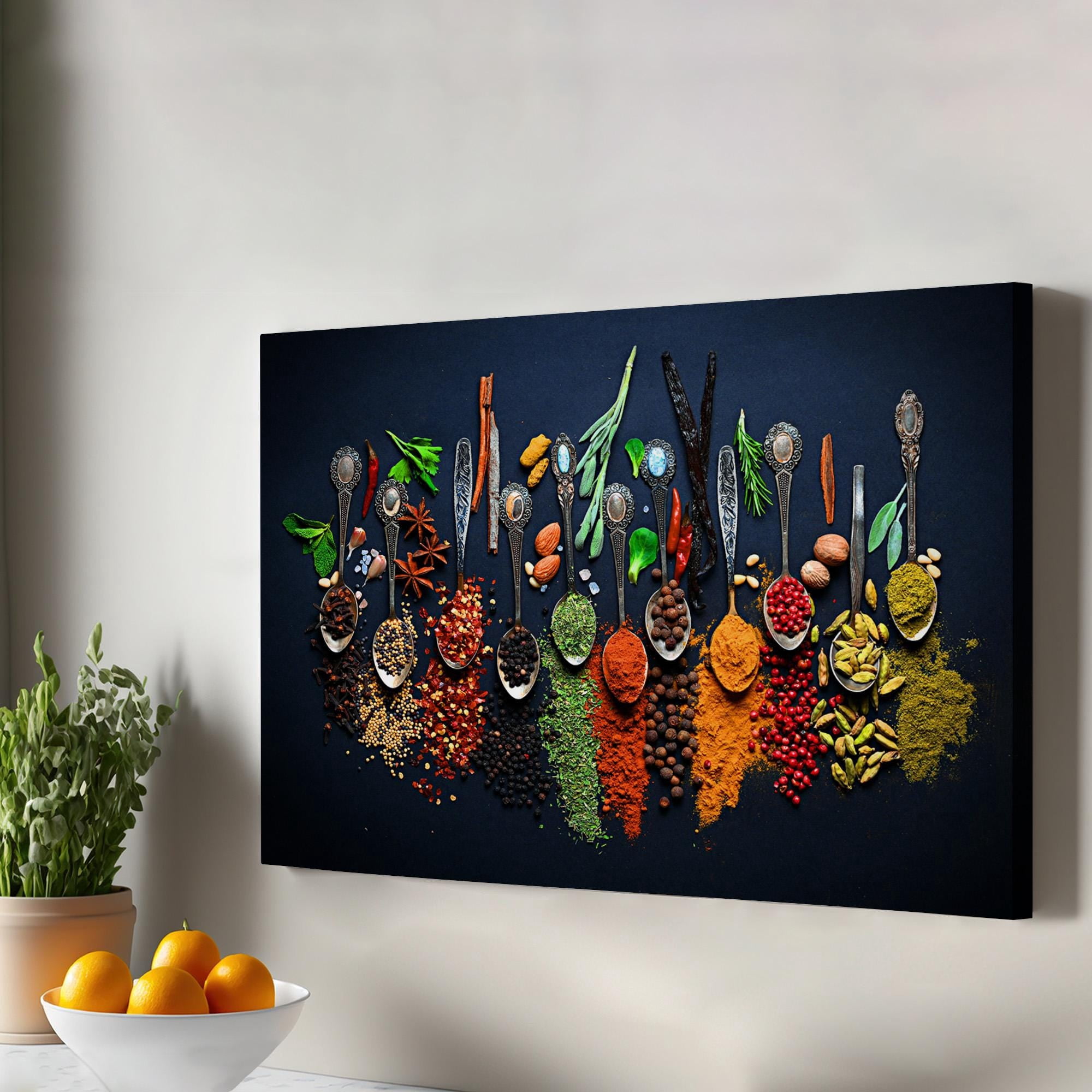 Spices On Kitchen Table Decorative Art Caffe Modern Kitchen Wall Poster ...