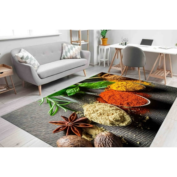 Spices Rug, Dining Room Rugs, Trendy Rugs, Modern Rugs, Accent Rug, Kitchen Rug, Easy To Clean Rug, Non-Slip Carpet, Salon Rug, Large Rug, 2.6'x4' - 80x120 cm