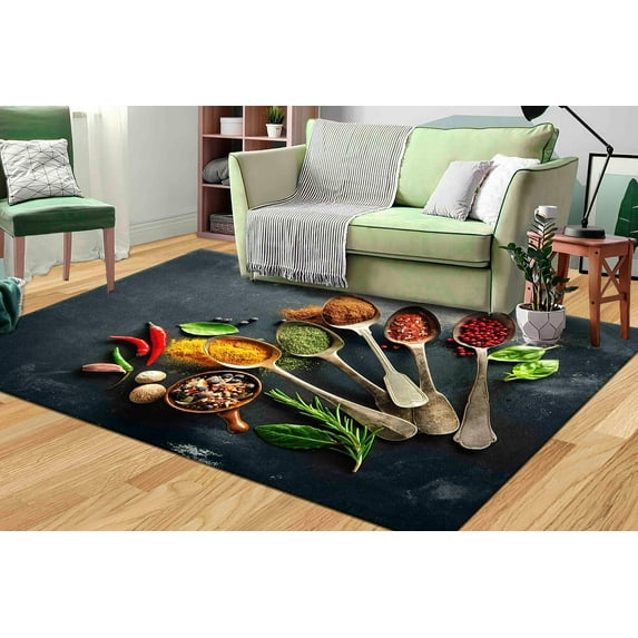 Spices Rugs, Runner Rug, Dining Room Rugs, Modern Rugs, Indian Spices Rugs, Bedroom Rugs, Housewarming Gift Rug, Wedding Rugs, Kitchen Rugs, 3.3'x9.2' - 100x280 cm