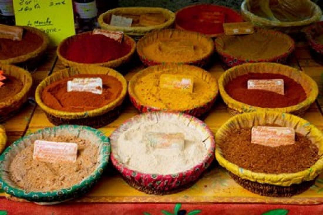 Spices for sale at a market stall Lourmarin Vaucluse Provence-Alpes-Cote dAzur France Canvas Art - Panoramic Images (36 x 24)
