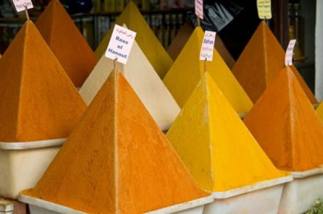 Spices in Old City Market Essaouira Morocco Africa Canvas Art - Nico Tondini DanitaDelimont (35 x 24)