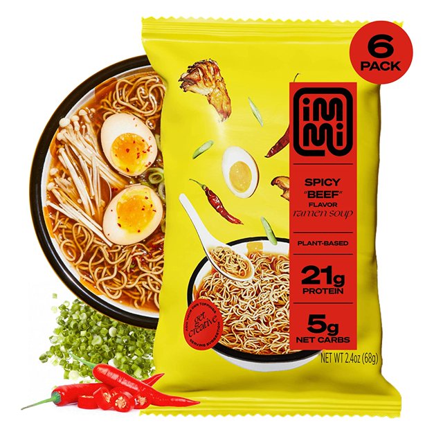 Spicy "Beef" Ramen, 100 Plant Based, Keto Friendly, High Protein, Low Carb, Packaged Noodle