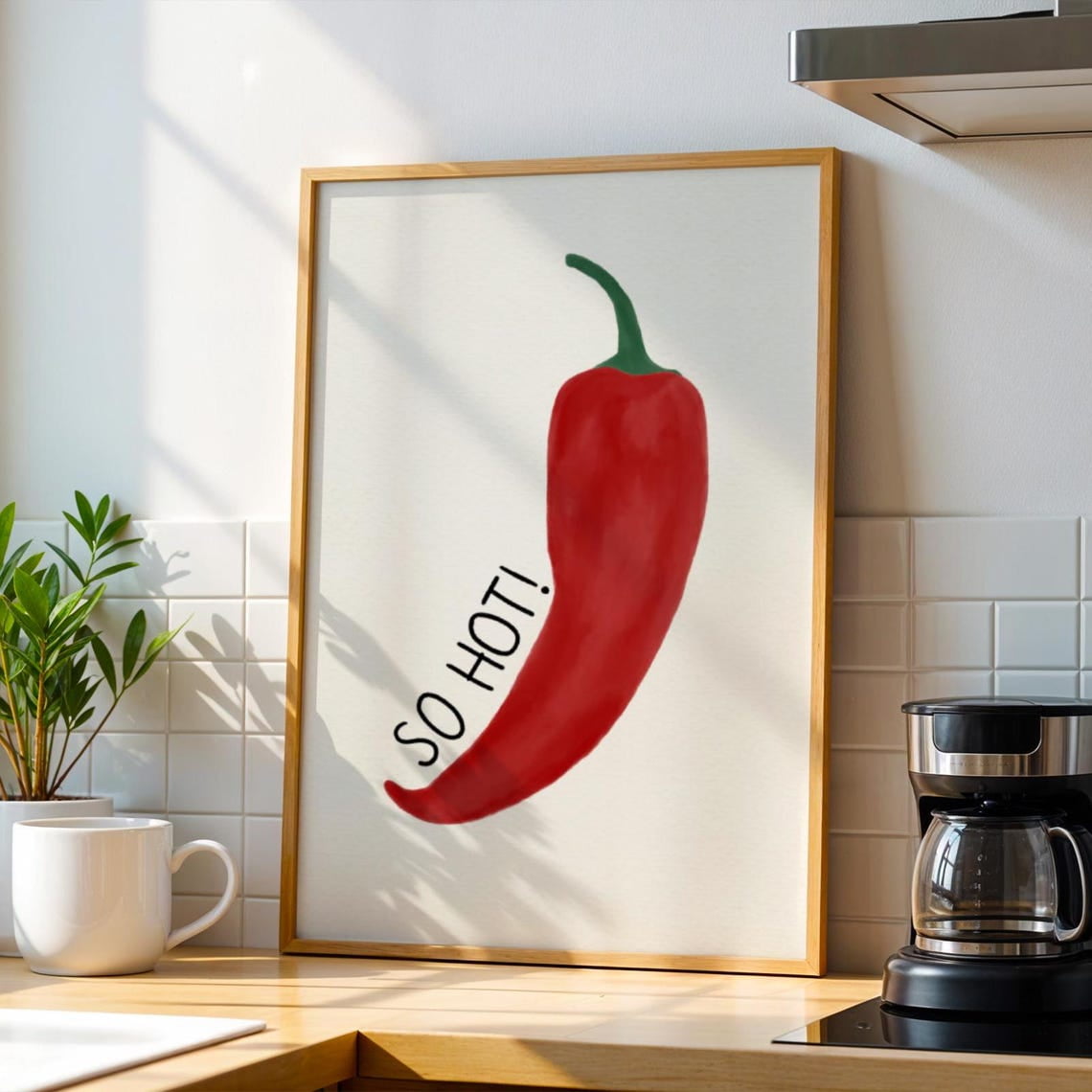 Retro Abstract Food Wall Art Canvas Print - Funny Kitchen Painting Poster, Framed 16x24 Inch