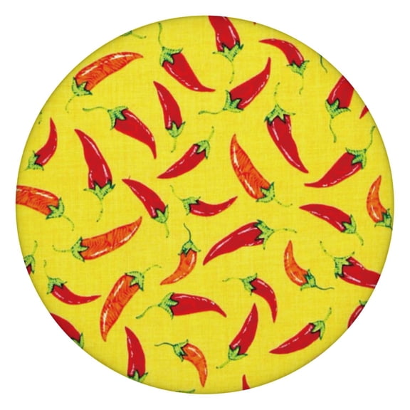 Spicy Chili Peppers Pattern Round Tablecloth - Elastic Edge Waterproof & Scratch-Resistant Stretch Table Cover for Parties, Restaurants - Funny Kawaii Hot Vegetable Illustration (44 inches)