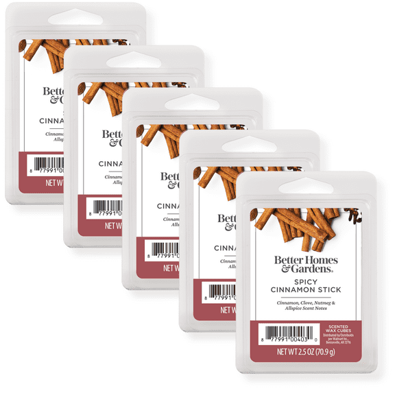 Spicy Cinnamon Stick Scented Wax Melts, Better Homes & Gardens, 2.5 oz (5-Pack)