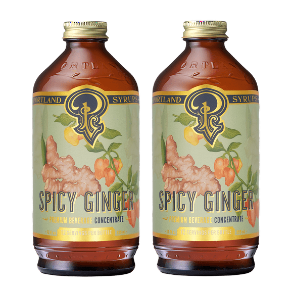 Spicy Ginger Syrup - Craft Delicious Cocktails, Mocktails, Sodas, Tea and More - Organic Cane Sugar - Whole Ingredients - 12 oz bottle (Pack of 2)