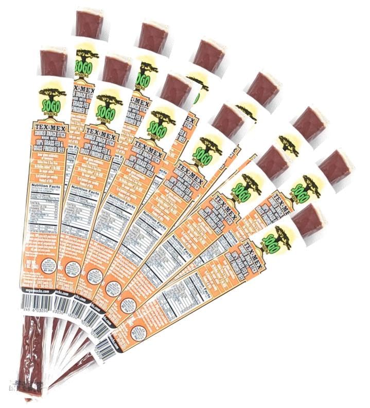 Spicy Habanero TexMex, Sogo Snacks, 100 Grass Fed Beef Sticks. No