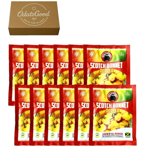 Spicy Hill Scotch Bonnet Pepper 0.7oz (20g) 12-Pack  Product of Jamaica  Curated & Packaged by ODatzGood