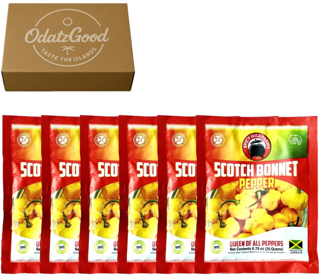 Spicy Hill Scotch Bonnet Pepper 0.7oz (20g) 6-Pack – Product of Jamaica – Curated & Packaged by ODatzGood