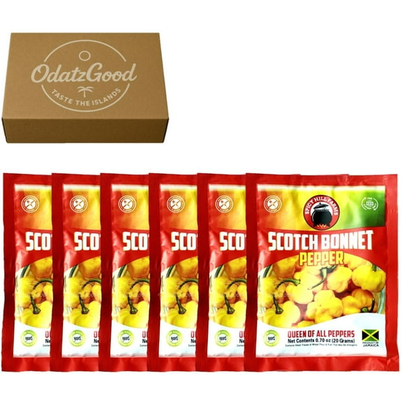Spicy Hill Scotch Bonnet Pepper 0.7oz (20g) 6-Pack Product of Jamaica Curated & Packaged by ODatzGood