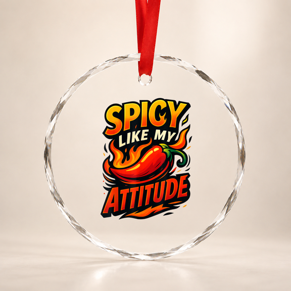 Spicy Like My Attitude Funny Vector Artwork Glass Ornament