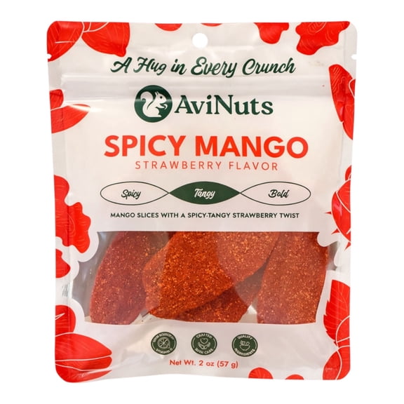 Spicy Mango Strawberry Dried Fruit Snack, Sweet & Chili Chewy Mango Slices, On-the-Go Snack Pack, 2 oz (57 g)