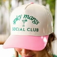 thumbnail image 1 of Spicy Margs Social Club Hat, Fun Two-Tone Trucker Cap with Margarita Glass Embroidery, Perfect for Summer Parties, Beach Days, and Girls’ Trips, Adjustable Snapback for a Comfortable Fit, 1 of 5
