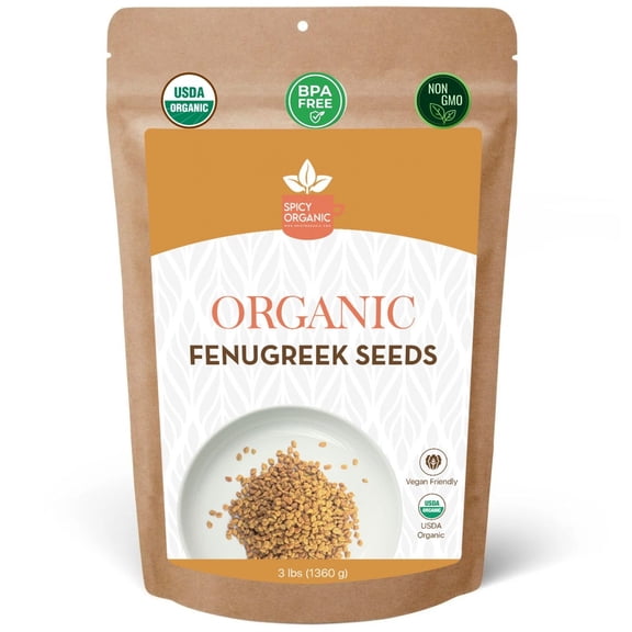 Spicy Organic Fenugreek Seeds (Methi), 3 lb Bulk USDA Certified Organic Whole Methi Dana for Curries, Pickling & Sprouting