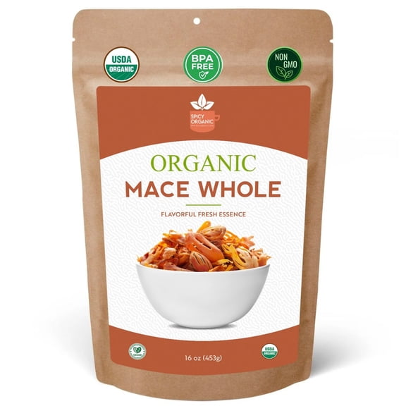 Spicy Organic Whole Mace, 16 oz USDA Certified Organic Mace Blades (Javitri) for Biryani, Infusions, Pickling & Fresh Grinding
