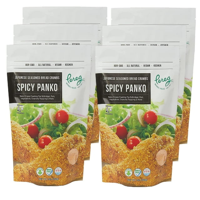Spicy Panko Bread Crumbs (9 Oz x 6 Pack) Breadcrumbs with Hot Spicy Flavor Best for