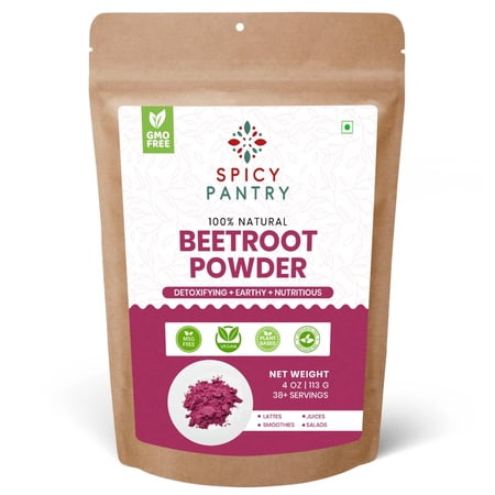 Spicy Pantry Beetroot Powder (4 oz) – 100% Natural Beet Root Powder, Pure & Finely Ground, Vegan Friendly, No Additives, Resealable Bag