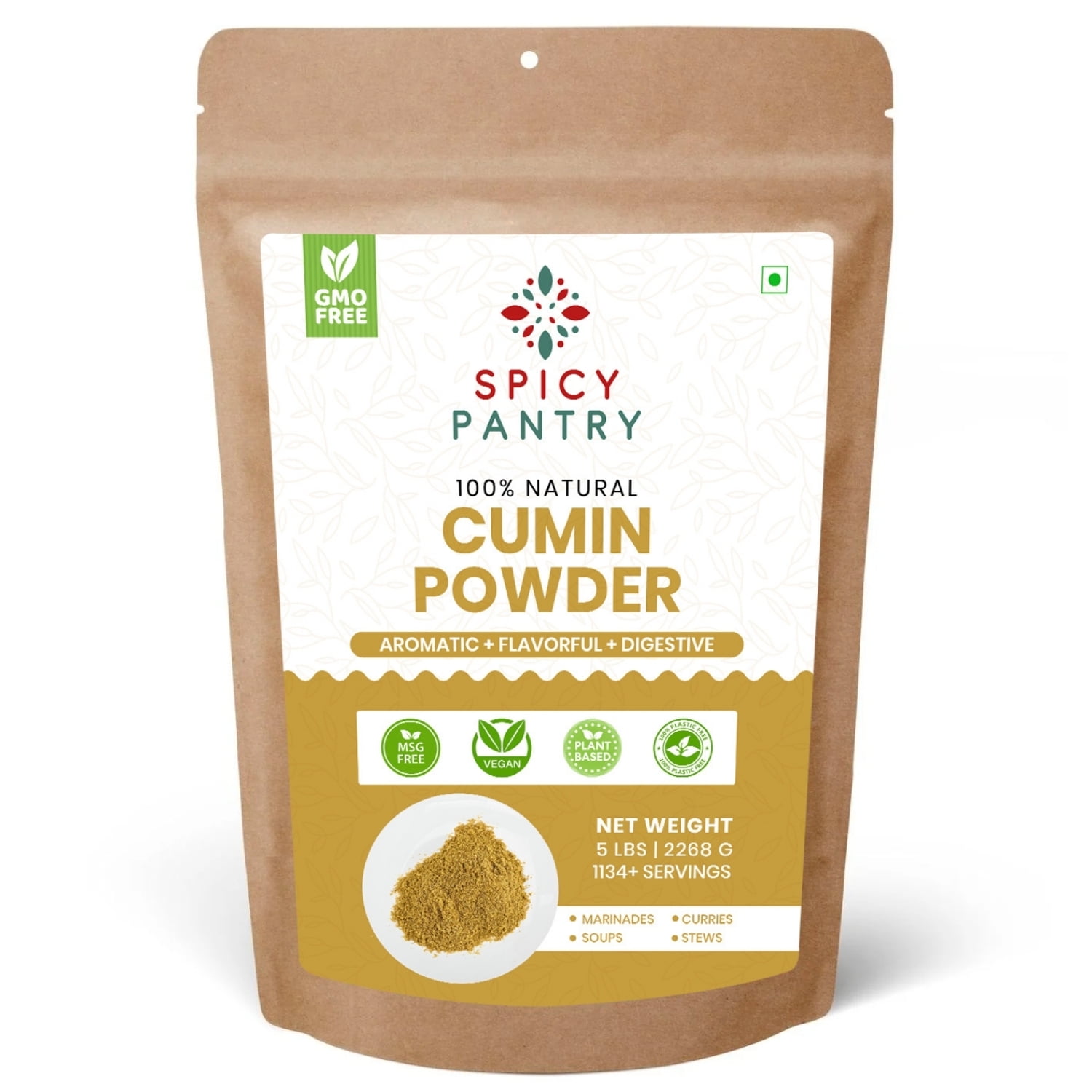 Spicy Pantry Cumin Powder (5 lb) – Ground Cumin Spice, 100% Pure & Natural, Finely Ground Jeera Powder, No Additives