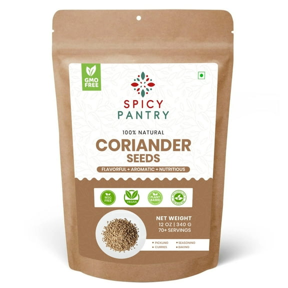 Spicy Pantry Whole Coriander Seeds – 12 oz, Pure & Flavorful, Perfect for Cooking & Seasoning, Resealable Bag