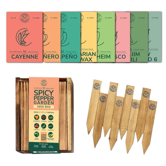Garden Republic Spicy Pepper Garden Seed Box, Includes 8 Chili Varieties