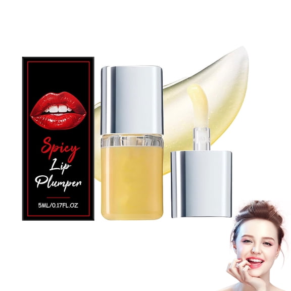 Spicy Plumping Lip Oil, Moisturizing Lip Plumper Gloss for Fuller Looking Lips & Fine Lines, 5ml (1 PC)