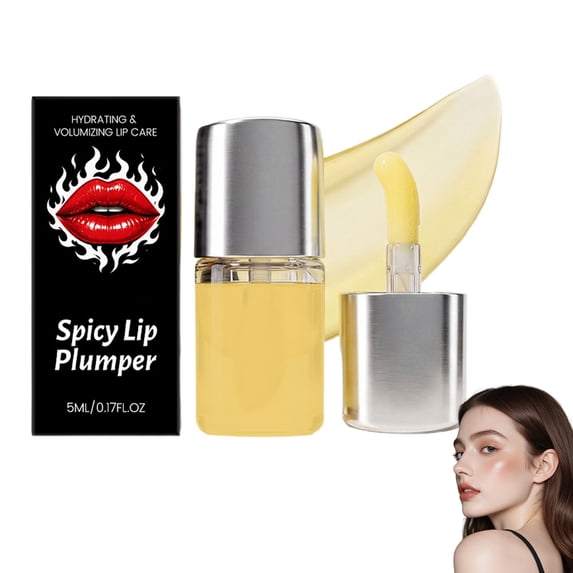 Spicy Plumping Lip Oil, Moisturizing Lip Plumper Gloss for Fuller Looking Lips & Fine Lines, 5ml Natural Formula(1PC)