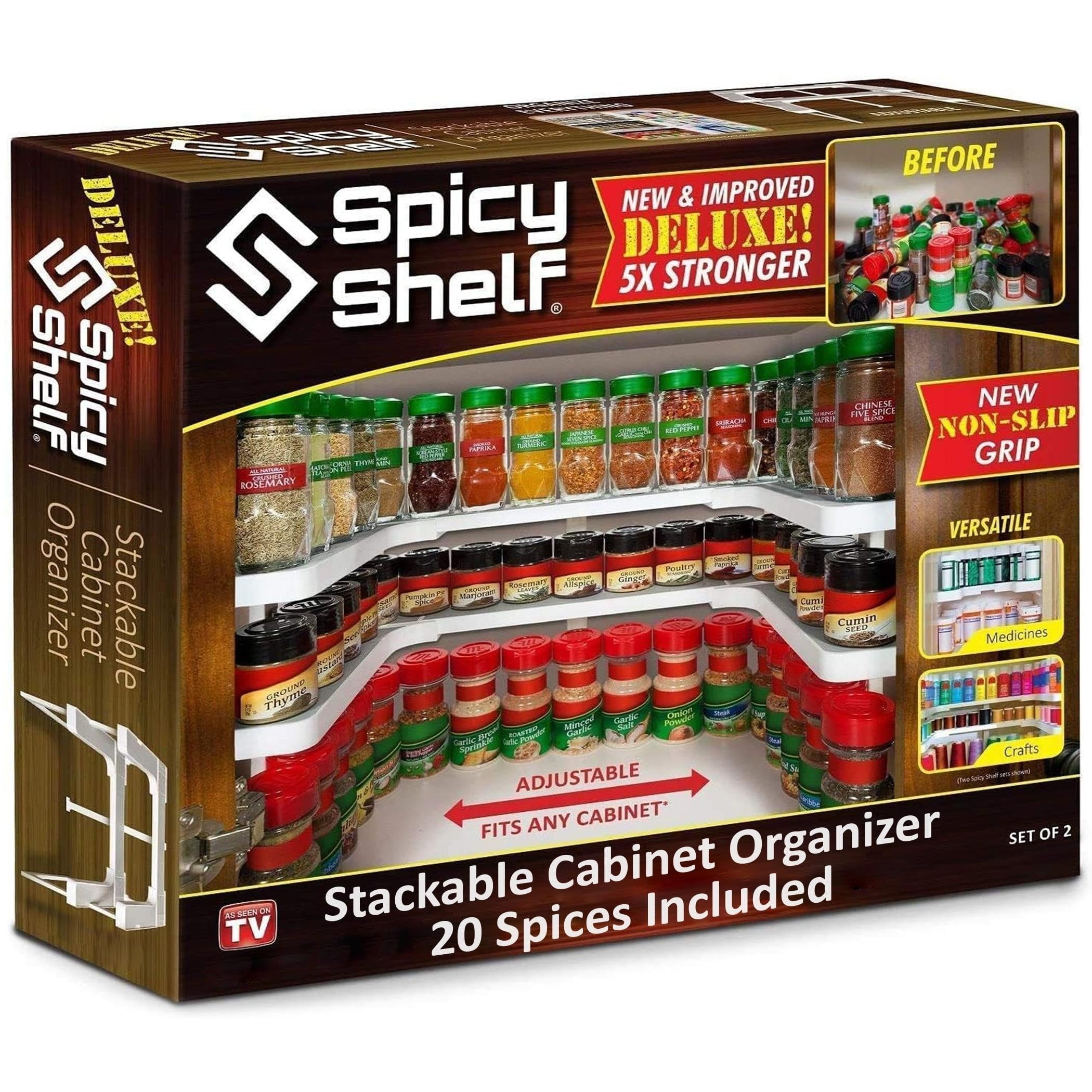 Spicy Shelf with 20 Jars of Spices inclded - Expandable Spice Rack and