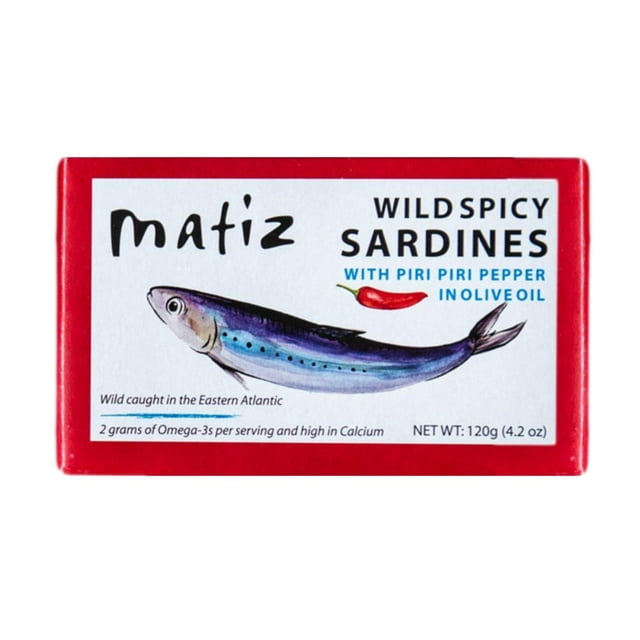 Spicy Wild Spanish Sardines in Olive Oil and Piri Piri Pepper, 4.2 oz